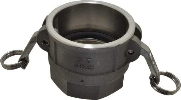 EVER-TITE Coupling Products - 3" Stainless Steel Cam & Groove Suction & Discharge Hose Female Coupler Female NPT Thread - Part D, 3" Thread, 200 Max psi - Americas Industrial Supply