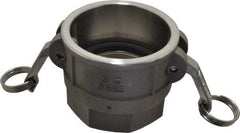 EVER-TITE Coupling Products - 3" Stainless Steel Cam & Groove Suction & Discharge Hose Female Coupler Female NPT Thread - Part D, 3" Thread, 200 Max psi - Americas Industrial Supply