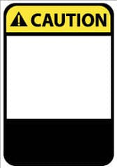 NMC - Accident Prevention Label, Header: CAUTION - Legend: CAUTION, English, Black, Yellow & White, 5" Long x 3" High, Sign Muscle Finish - Americas Industrial Supply