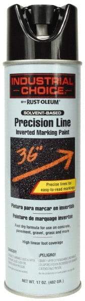 Rust-Oleum - 17 fl oz Black Marking Paint - 600' to 700' Coverage at 1" Wide, Solvent-Based Formula - Americas Industrial Supply