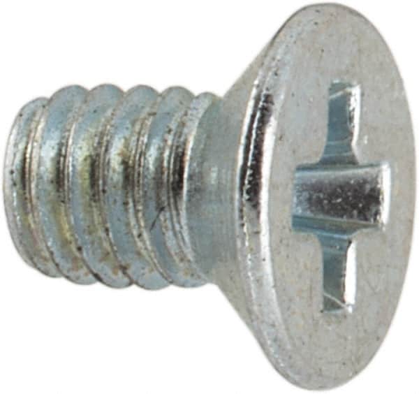 Value Collection - M2.5x0.45 Metric Coarse, 4mm OAL Phillips Drive Machine Screw - Flat Head, Grade 4.8 Steel, Zinc-Plated Finish, Without Washer - Americas Industrial Supply
