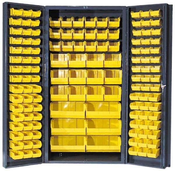 Quantum Storage - 132 Bin Storage Cabinet - Steel, 36" Wide x 24" Deep x 72" High, Gray - Americas Industrial Supply