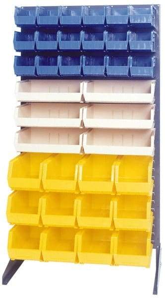 Quantum Storage - 300 Lb Capacity, 15" Deep x 36" Wide x 66" High, Steel Pick Rack - 1 Side, 48 Black Polyethylene/Polypropylene Bins - Americas Industrial Supply