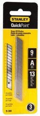 Stanley - 3 Piece Steel Utility Knife Blade - 3-1/2" OAL, 0.017" Blade Thickness - Americas Industrial Supply