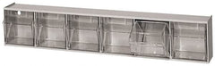 Quantum Storage - 23-5/8" Wide x 4-1/2" High x 3-5/8" Deep, Small Parts Tip Out Stacking Bin Organizer - Polystyrene Frame, 6 Compartments, 3-1/2" Wide x 3-3/4" High x 2-5/8" Deep Bin - Americas Industrial Supply