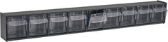 Quantum Storage - 23-5/8" Wide x 3-1/8" High x 2-1/2" Deep, Small Parts Tip Out Stacking Bin Organizer - Polystyrene Frame, 9 Compartments, 2-3/16" Wide x 2-1/2" High x 1-3/4" Deep Bin - Americas Industrial Supply