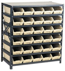 Quantum Storage - 2,100 Lb Capacity, 12" Deep x 36" Wide x 39" High, Steel Floor Rack - 1 Side, 48 Red Polyethylene/Polypropylene Bins - Americas Industrial Supply