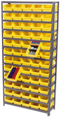 Quantum Storage - 4,200 Lb Capacity, 18" Deep x 36" Wide x 75" High, Steel Floor Rack - 1 Side, 96 Yellow Polyethylene/Polypropylene Bins - Americas Industrial Supply