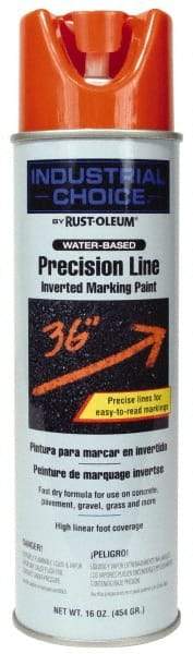 Rust-Oleum - 17 fl oz Orange Marking Paint - 600' to 700' Coverage at 1" Wide, Water-Based Formula - Americas Industrial Supply