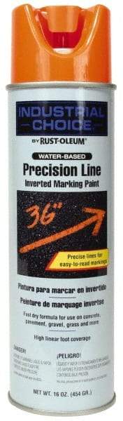 Rust-Oleum - 17 fl oz Orange Marking Paint - 600' to 700' Coverage at 1" Wide, Water-Based Formula - Americas Industrial Supply