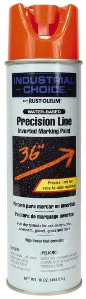 Rust-Oleum - 17 fl oz Orange Marking Paint - 600' to 700' Coverage at 1" Wide, Water-Based Formula - Americas Industrial Supply