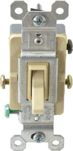 Pass & Seymour - 3 Pole, 120 VAC, 15 Amp, Specification Grade, Toggle, Wall and Dimmer Light Switch - 1-1/4 Inch Wide x 3.281 Inch High - Americas Industrial Supply