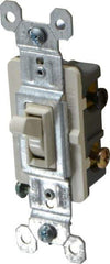 Pass & Seymour - 3 Pole, 120 VAC, 15 Amp, Specification Grade, Toggle, Wall and Dimmer Light Switch - 1-1/4 Inch Wide x 3.281 Inch High - Americas Industrial Supply