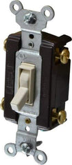 Pass & Seymour - 4 Pole, 120 VAC, 15 Amp, Specification Grade, Toggle, Wall and Dimmer Light Switch - 1-1/4 Inch Wide x 3.281 Inch High - Americas Industrial Supply