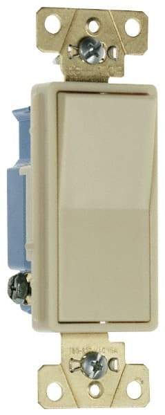 Pass & Seymour - 1 Pole, 120 to 277 VAC, 15 Amp, Specification Grade, Rocker, Wall and Dimmer Light Switch - 1.3 Inch Wide x 4.2 Inch High - Americas Industrial Supply