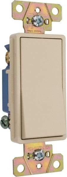 Pass & Seymour - 3 Pole, 120 to 277 VAC, 15 Amp, Specification Grade, Rocker, Wall and Dimmer Light Switch - 1.3 Inch Wide x 4.2 Inch High - Americas Industrial Supply