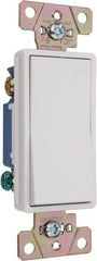 Pass & Seymour - 3 Pole, 120 to 277 VAC, 15 Amp, Specification Grade, Rocker, Wall and Dimmer Light Switch - 1.3 Inch Wide x 4.2 Inch High - Americas Industrial Supply