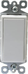 Pass & Seymour - 1 Pole, 120 to 277 VAC, 15 Amp, Specification Grade, Rocker, Wall and Dimmer Light Switch - 1.43 Inch Wide x 4.19 Inch High - Americas Industrial Supply