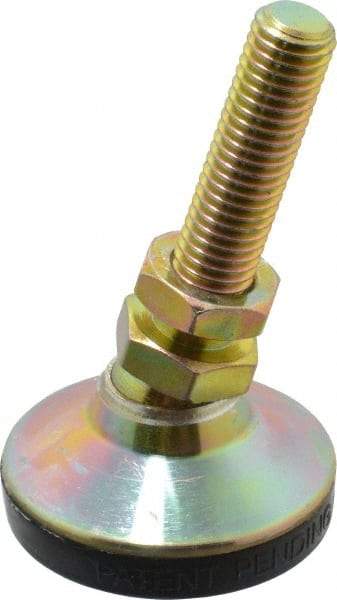 J.W. Winco - M12 x 1.75 Bolt Thread, Studded Pivotal Stud Mount Leveling Pad & Mount - 1,400 Kg Capacity, 48mm Base Diam - Americas Industrial Supply