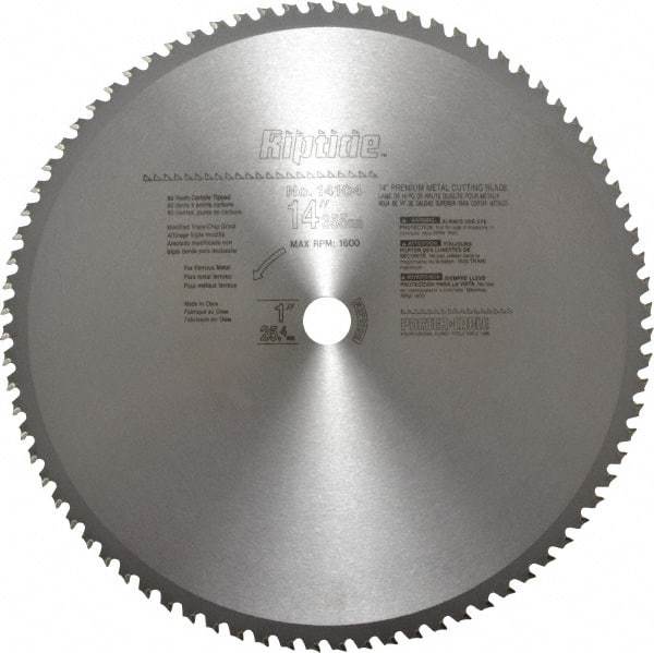 Porter-Cable - 14" Diam, 1" Arbor Hole Diam, 80 Tooth Wet & Dry Cut Saw Blade - Carbide-Tipped, Cutoff Action, Standard Round Arbor - Americas Industrial Supply