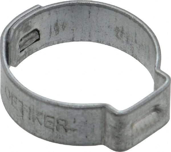 Oetiker - 17 to 19.8mm, Zinc-Plated 1-Ear Clamp - 3/4" Noml Size, 9mm Inner Width, 7mm Wide x 0.75mm Thick, Carbon Steel - Americas Industrial Supply