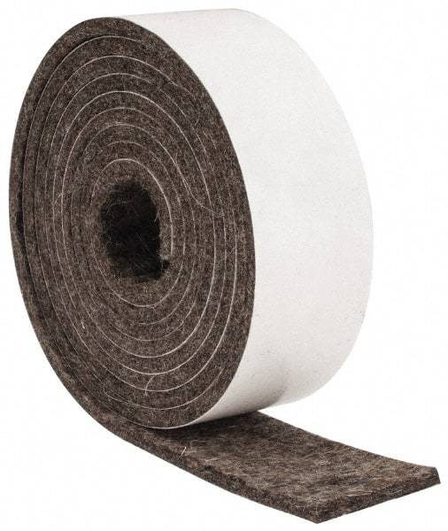 Made in USA - 1/8 Inch Thick x 1 Inch Wide x 5 Ft. Long, Felt Stripping - Gray, Adhesive Backing - Americas Industrial Supply