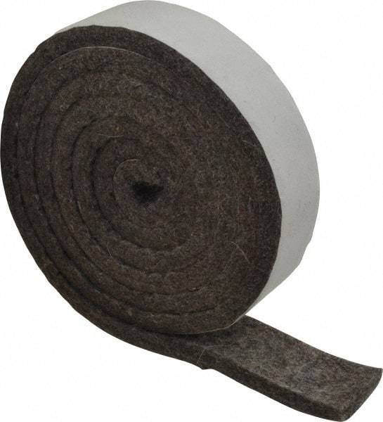 Made in USA - 1/4 Inch Thick x 1 Inch Wide x 5 Ft. Long, Felt Stripping - Gray, Adhesive Backing - Americas Industrial Supply