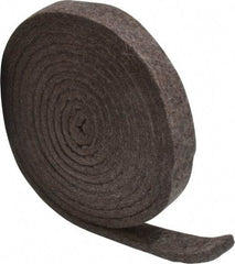 Made in USA - 1/4 Inch Thick x 1 Inch Wide x 10 Ft. Long, Felt Stripping - Gray, Plain Backing - Americas Industrial Supply