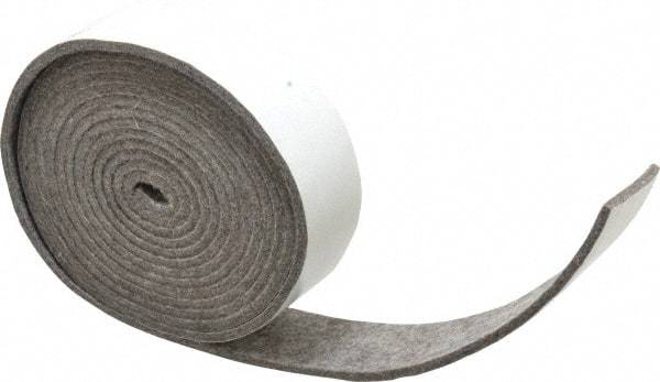 Made in USA - 1/8 Inch Thick x 1-1/2 Inch Wide x 10 Ft. Long, Felt Stripping - Gray, Adhesive Backing - Americas Industrial Supply