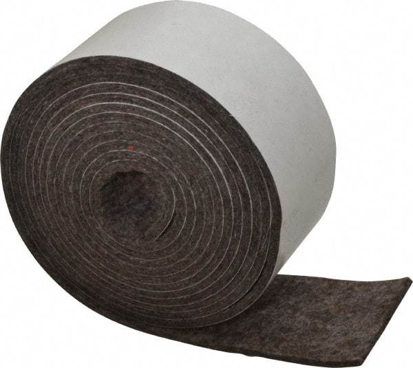 Made in USA - 1/8 Inch Thick x 2 Inch Wide x 10 Ft. Long, Felt Stripping - Gray, Adhesive Backing - Americas Industrial Supply