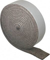 Made in USA - 1/8 Inch Thick x 1 Inch Wide x 10 Ft. Long, Felt Stripping - Gray, Adhesive Backing - Americas Industrial Supply