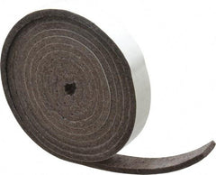 Made in USA - 1/4 Inch Thick x 1 Inch Wide x 10 Ft. Long, Felt Stripping - Gray, Adhesive Backing - Americas Industrial Supply