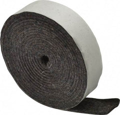 Made in USA - 1/8 Inch Thick x 1 Inch Wide x 10 Ft. Long, Felt Stripping - Gray, Adhesive Backing - Americas Industrial Supply