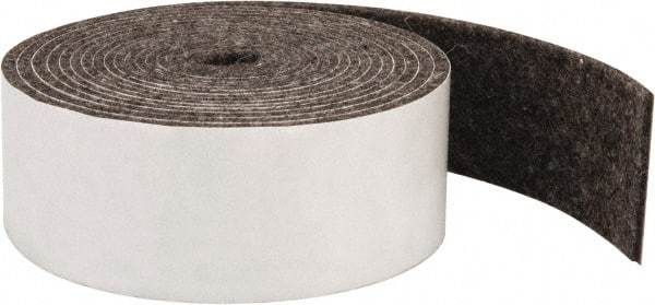 Made in USA - 1/8 Inch Thick x 1-1/2 Inch Wide x 10 Ft. Long, Felt Stripping - Gray, Adhesive Backing - Americas Industrial Supply