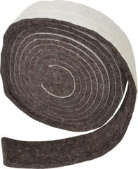 Made in USA - 1/4 Inch Thick x 1-1/2 Inch Wide x 10 Ft. Long, Felt Stripping - Gray, Adhesive Backing - Americas Industrial Supply