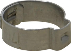 Oetiker - 15.1 to 17mm, 1-Ear Clamp - 11/16" Noml Size, 6mm Inner Width, 7mm Wide x 0.6mm Thick, Stainless Steel - Americas Industrial Supply