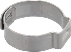 Oetiker - 17 to 19.8mm, 1-Ear Clamp - 3/4" Noml Size, 9mm Inner Width, 7mm Wide x 0.6mm Thick, Stainless Steel - Americas Industrial Supply