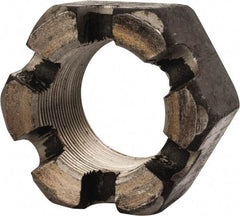 Value Collection - 2-12 UNF Grade 2 Steel Slotted Locknut - 3" Width Across Flats, 1-23/32" High, Uncoated - Americas Industrial Supply