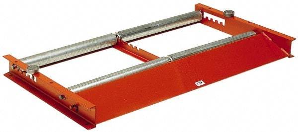 Made in USA - 48 Inches Max Width Reel Winder Roller Stand - 3,000 Lbs. Load Limit, 2 Reel Limit, 28 Inches Long x 52 Inches Wide x 4 Inches High, Structural Channel Frame with 6 Roller Positions - Americas Industrial Supply