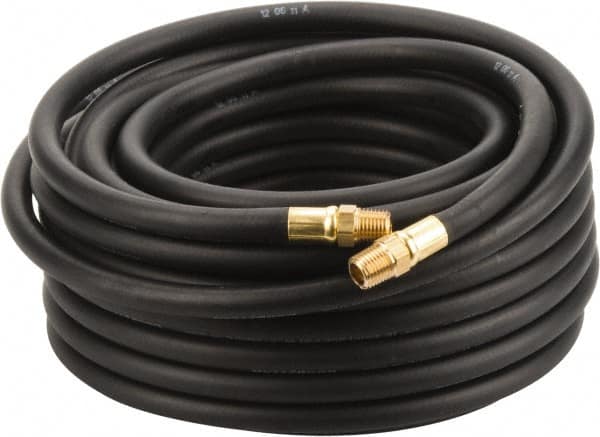 Continental ContiTech - 1/4" ID x 1/2" OD 50' Long Multipurpose Air Hose - MNPT x MNPT Ends, 200 Working psi, -40 to 190°F, 1/4" Fitting, Black - Americas Industrial Supply