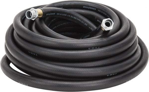 Continental ContiTech - 3/4" ID x 1.118" OD 50' Long Multipurpose Air Hose - MNPT x MNPT Ends, 200 Working psi, -40 to 190°F, 3/4" Fitting, Black - Americas Industrial Supply