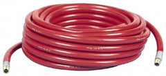 Made in USA - 3/8" ID x 5/8" OD 50' Long Multipurpose Air Hose - MNPT x MNPT Ends, 300 Working psi, -10 to 150°F, 1/4" Fitting, Yellow - Americas Industrial Supply