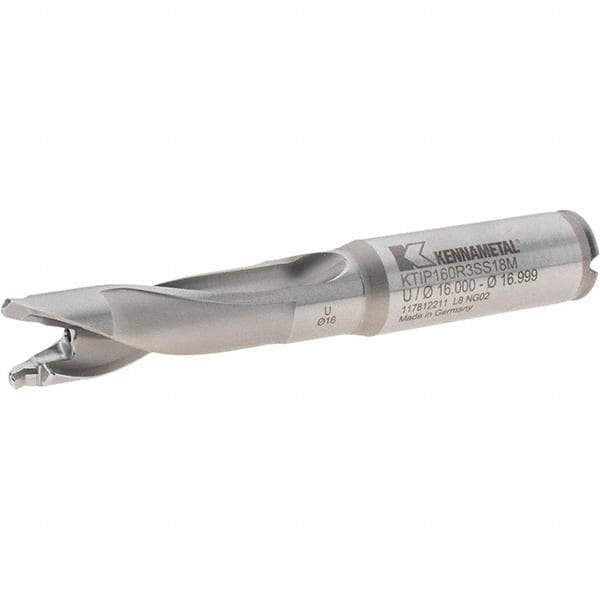 Kennametal - 16 to 16.99mm Diam, 3xD, 51mm Max Depth, 18mm Shank Diam, 70mm Flute, 122mm OAL, Replaceable Tip Drill - KTIP1600HPM Insert, U Seat Size, Series KenTIP - Americas Industrial Supply