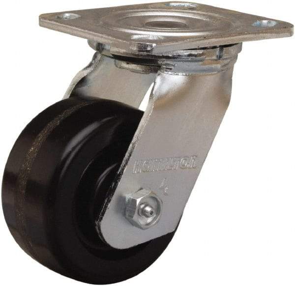 Hamilton - 4" Diam x 2" Wide x 5-5/8" OAH Top Plate Mount Swivel Caster - Phenolic, 800 Lb Capacity, Straight Roller Bearing, 4 x 4-1/2" Plate - Americas Industrial Supply