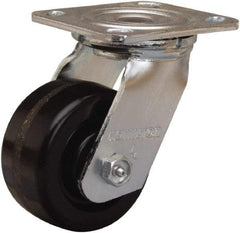 Hamilton - 4" Diam x 2" Wide x 5-5/8" OAH Top Plate Mount Swivel Caster - Phenolic, 800 Lb Capacity, Straight Roller Bearing, 4 x 4-1/2" Plate - Americas Industrial Supply