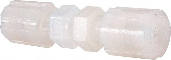 NewAge Industries - 1/4" Tube OD, PFA PTFE Plastic Compression Tube Bulkhead Union - 500°F Max - Americas Industrial Supply