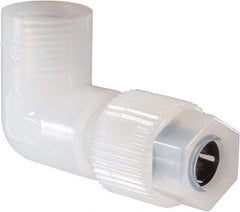 NewAge Industries - 3/8" Tube OD, PFA PTFE Plastic Compression Tube Female Elbow - 1/4 NPT Pipe, 500°F Max, 1/4 Thread - Americas Industrial Supply