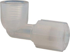 NewAge Industries - 3/8" Tube OD, PFA PTFE Plastic Compression Tube Female Elbow - 3/8 NPT Pipe, 500°F Max, 3/8 Thread - Americas Industrial Supply