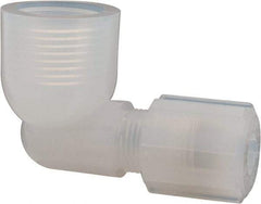 NewAge Industries - 3/8" Tube OD, PFA PTFE Plastic Compression Tube Female Elbow - 1/2 NPT Pipe, 500°F Max, 1/2 Thread - Americas Industrial Supply