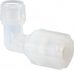 NewAge Industries - 3/8" Tube OD, PFA PTFE Plastic Compression Tube Male Elbow - 3/8 NPT Pipe, 500°F Max, 3/8 Thread - Americas Industrial Supply
